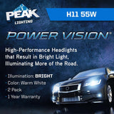 Peak Power Vision Halogen Forward Lighting Automotive Bulb H11-55W