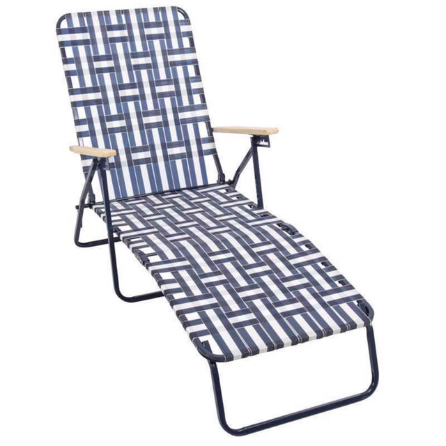Living Accents Multi-Position Blue/White Striped Folding Lounger