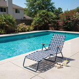Living Accents Multi-Position Blue/White Striped Folding Lounger