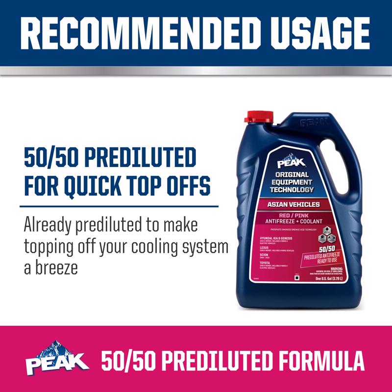 Peak Asian Red/Pink 50/50 Antifreeze/Coolant 1 gal