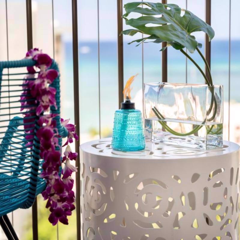 TIKI Multi-color Glass 6.10 in. Tabletop Torch 1 pc
