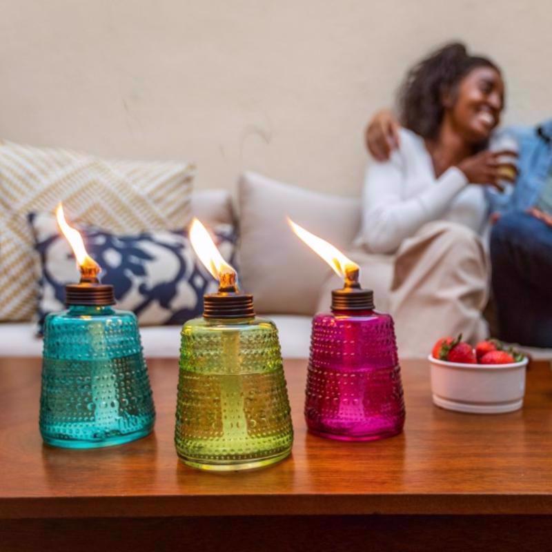 TIKI Multi-color Glass 6.10 in. Tabletop Torch 1 pc