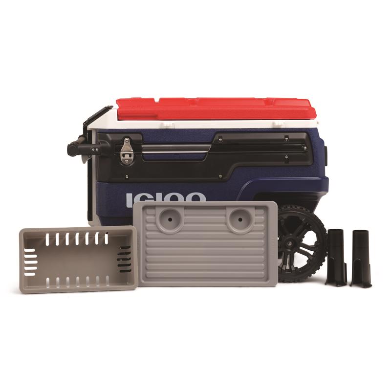 Trailmate Blue/Red/White 70 qt Roller Cooler