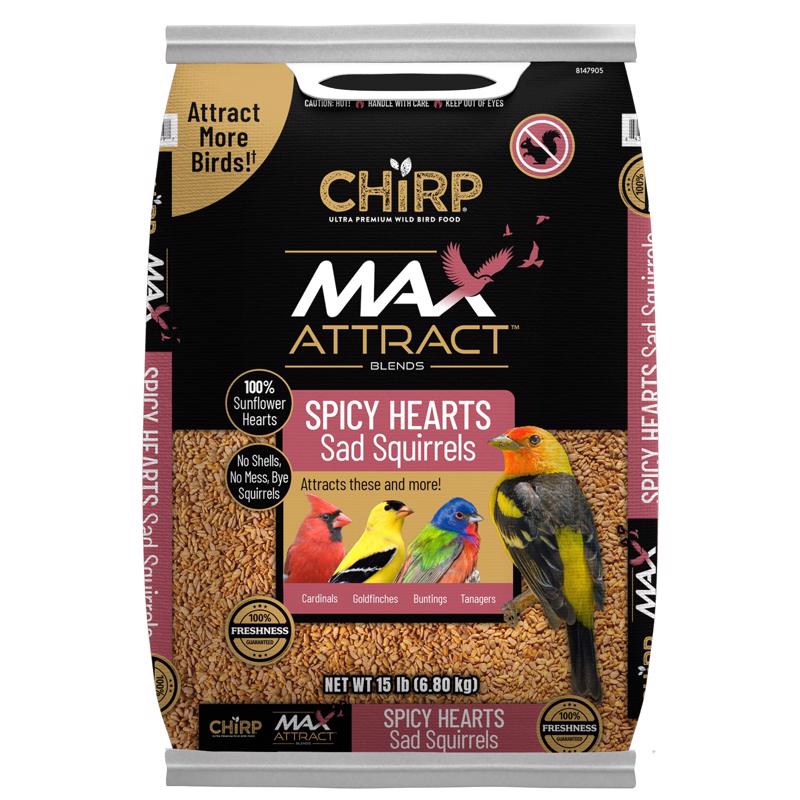 Chirp Max Attract Spicy Sunflower Hearts Wild Bird Food 15 lb