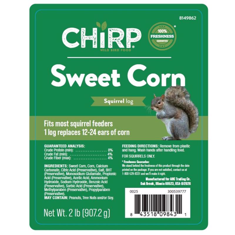 Chirp Sweet Corn Squirrel Log Corn Squirrel Food 32 oz