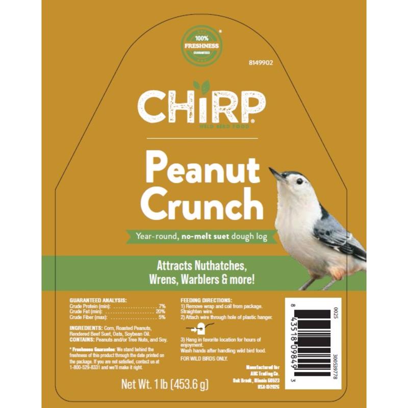 Chirp Peanut Ready to Use Peanut Log Peanut Suet 16 oz