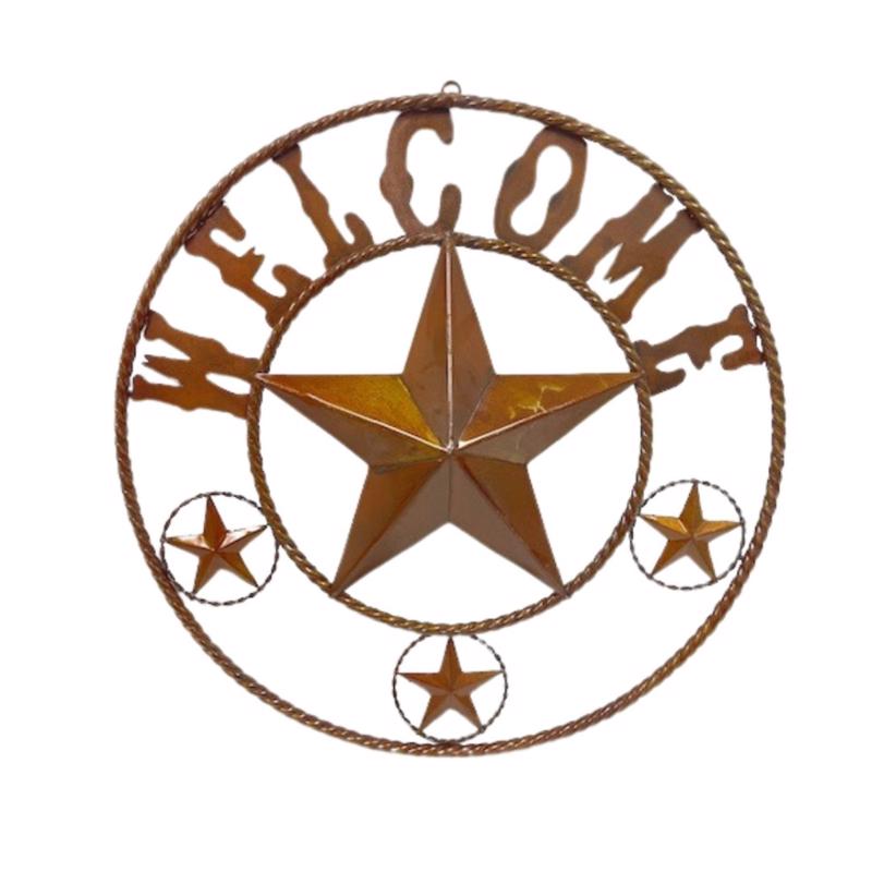 Creative Decor Rust Metal 24 in. H Welcome Star Wall Hanging Decor