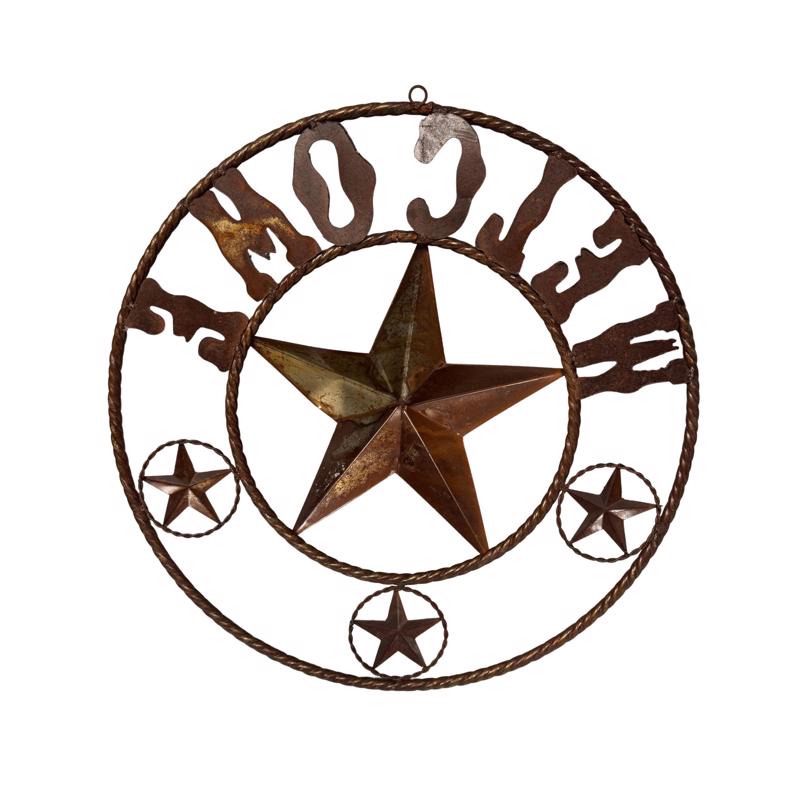 Creative Decor Rust Metal 24 in. H Welcome Star Wall Hanging Decor