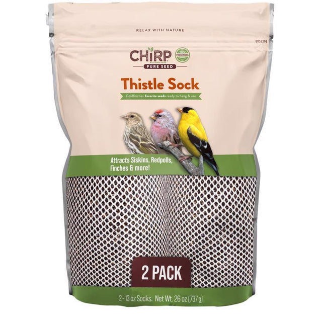Chirp Pure Seed Thistle 2 Pack Thistle Sock Bird Food Feeder 13 oz