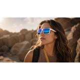 Native Tavern Sunglasses Cloudveil White Frame Blue Reflex Lens Polarized