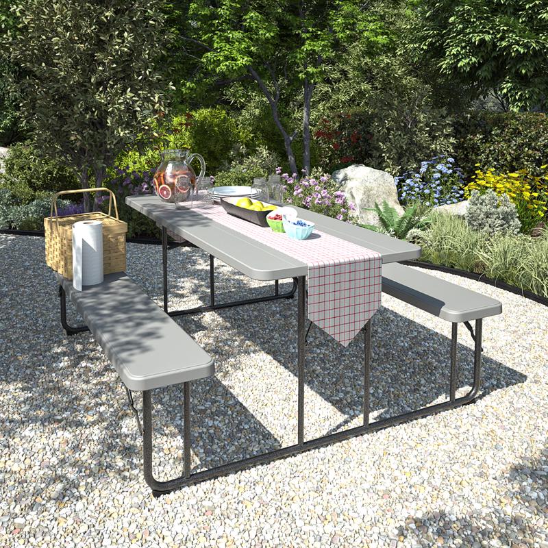 Cosco Plastic White 72 in. Rectangle Foldable Picnic Table