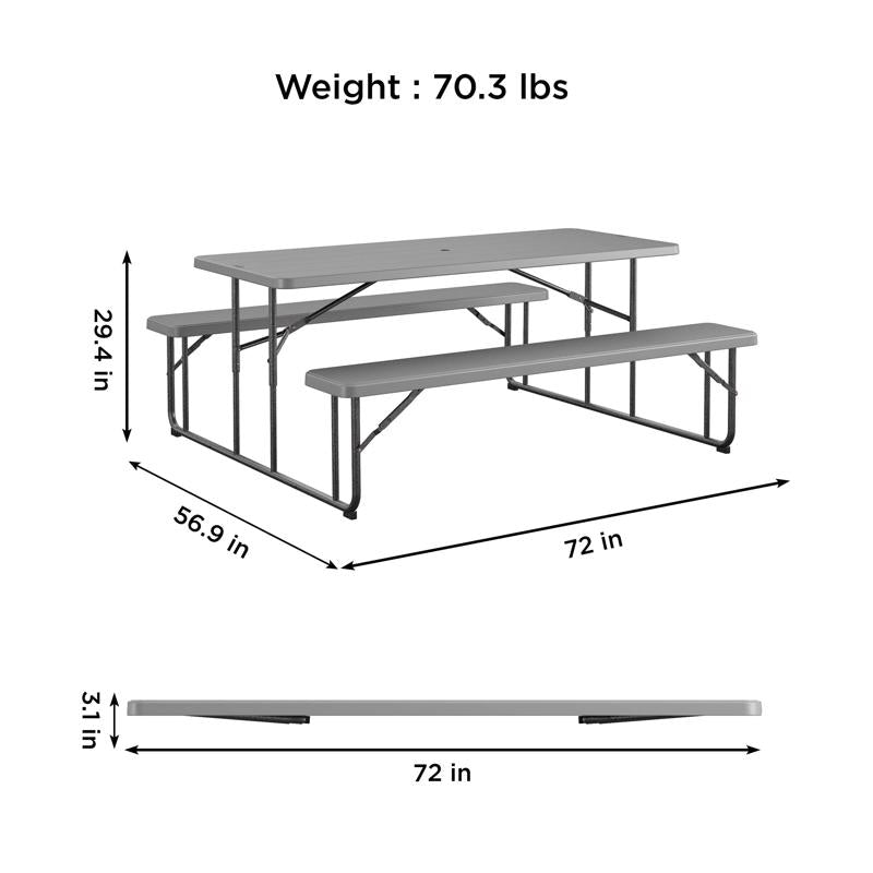 Cosco Plastic White 72 in. Rectangle Foldable Picnic Table