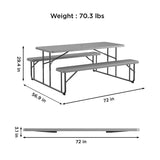 Cosco Plastic White 72 in. Rectangle Foldable Picnic Table