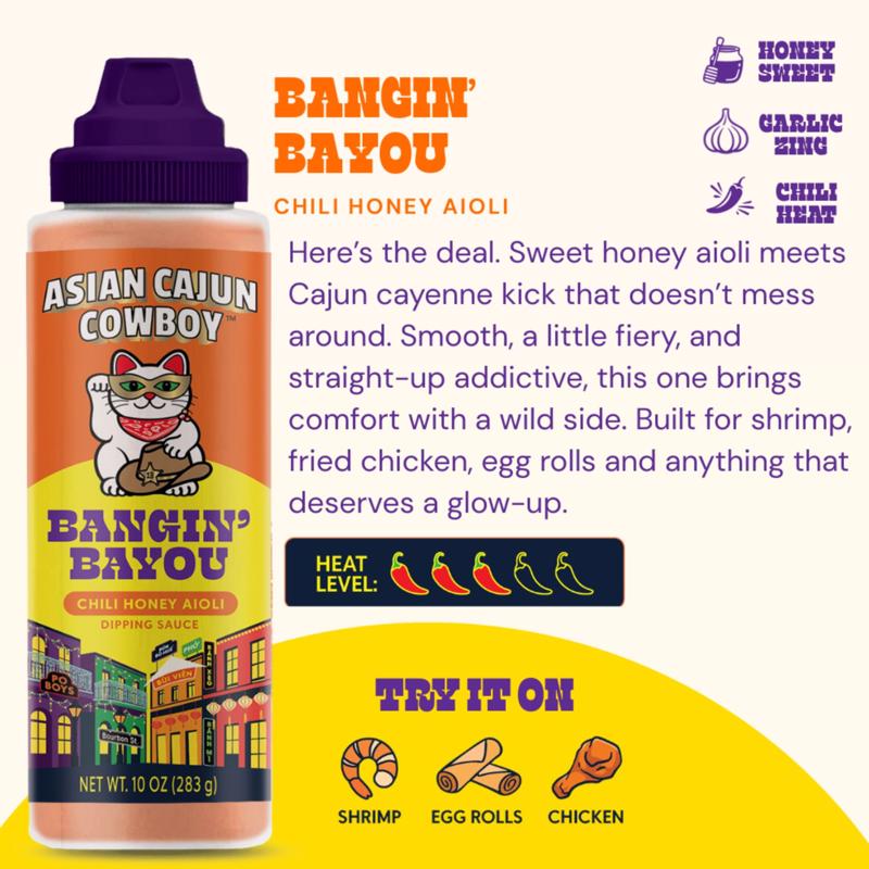 Aisan Cajun Cowboy Bangin Bayou Chili Honey Aioli Sauce 10 oz