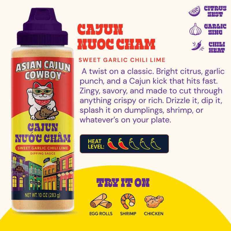 Asian Cajun Cowboy Nuoc Cham Sweet Garlic Chili Lime Sauce 10 oz