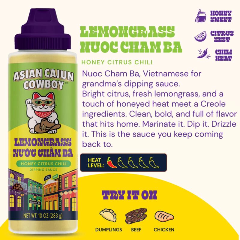 Asian Cajun Cowboy Lemongrass Nuoc Cham Ba Honey Citrus Chili Sauce 10 oz