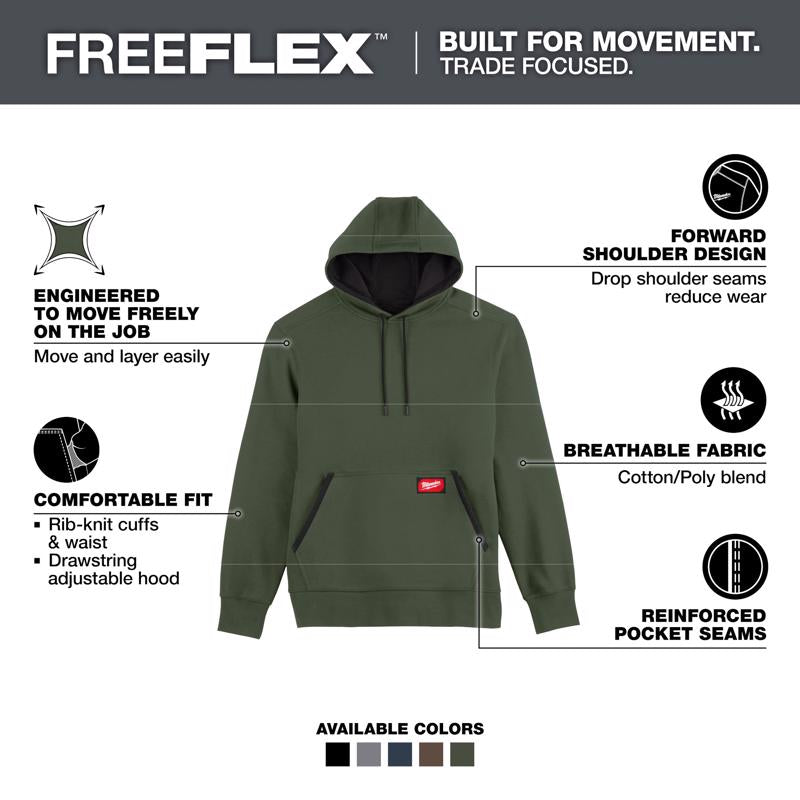 Milwaukee Tool Freeflex XXL Long Sleeve Men's Hooded Hoodie Green