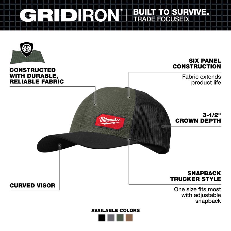 Milwaukee Gridiron Trucker Hat Green One Size Fits Most