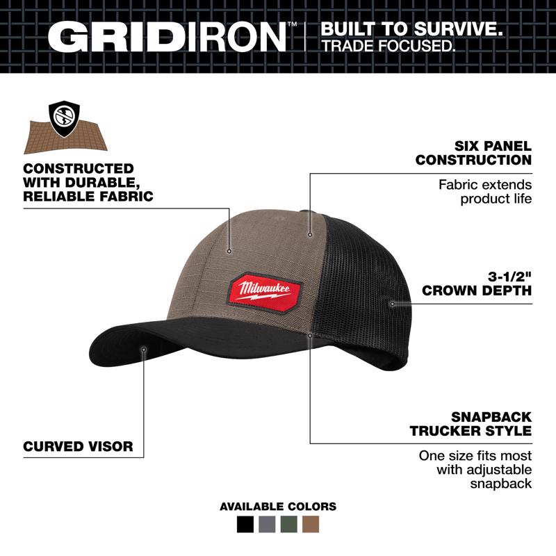 Milwaukee Tool Gridiron Trucker Hat Brown One Size Fits Most