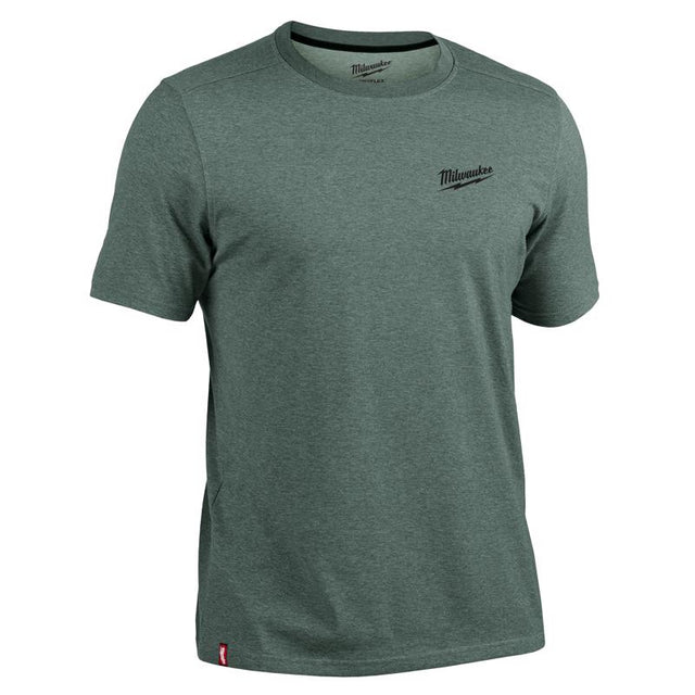 Milwaukee Freeflex M Short Sleeve Men's Round Neck Green Hybrid Work Tee Shirt