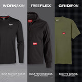 Milwaukee Freeflex M Short Sleeve Men's Round Neck Green Hybrid Work Tee Shirt