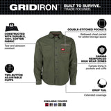 Milwaukee Gridiron XXL Long Sleeve Men's Collared Green Flannel Shirt