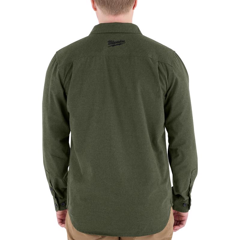 Milwaukee Gridiron L Long Sleeve Men's Collared Green Flannel Shirt