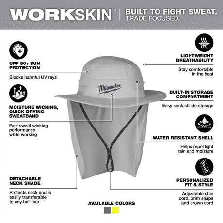 Milwaukee Tool Workskin Hat With Neck Shade Gray S/M