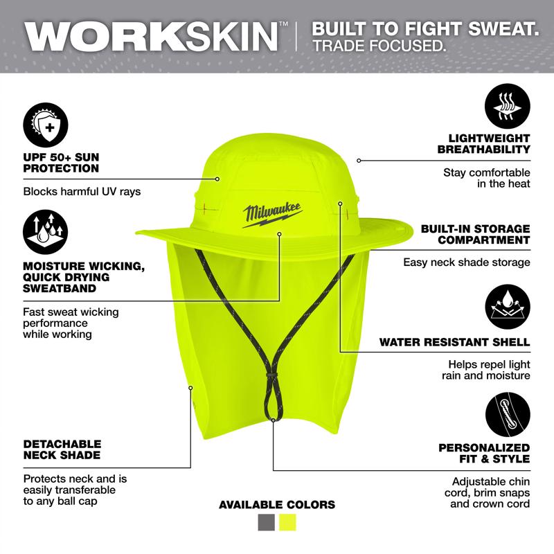 Milwaukee Tool Workskin Hat With Neck Shade Yellow L/XL