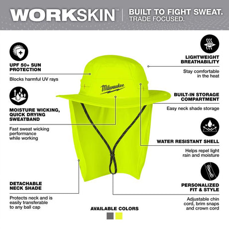 Milwaukee Tool Workskin Hat With Neck Shade Yellow L/XL