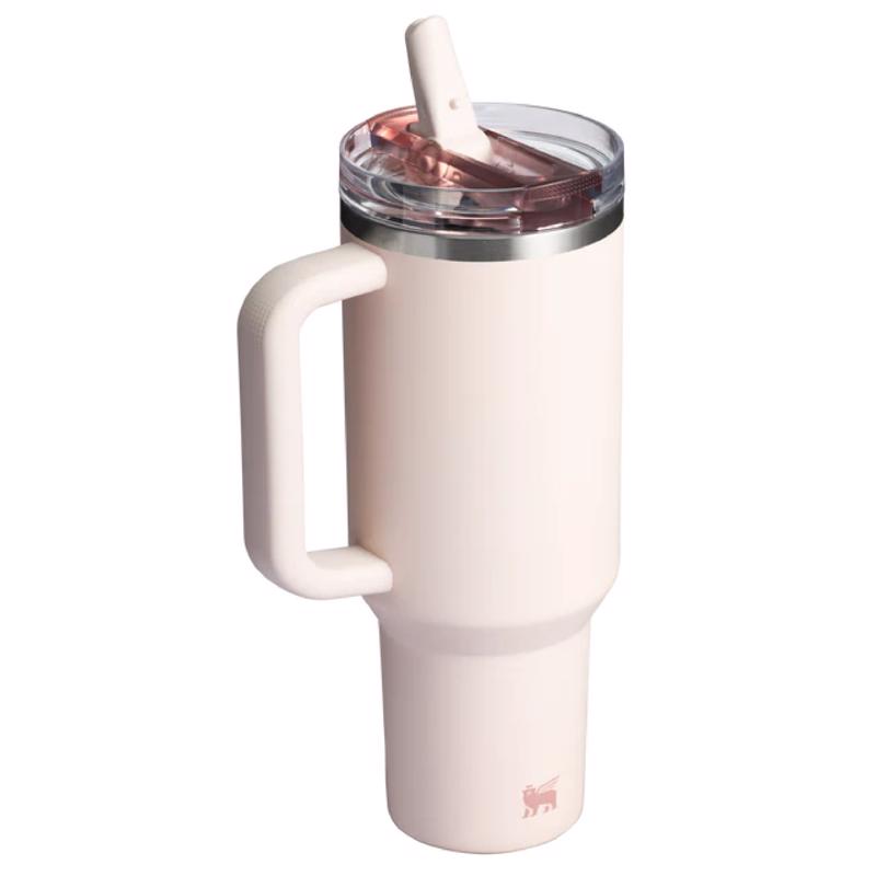 Stanley The Quencher 40 oz Rose Quartz BPA Free Double-wall Vacuum Insulated Straw Tumbler