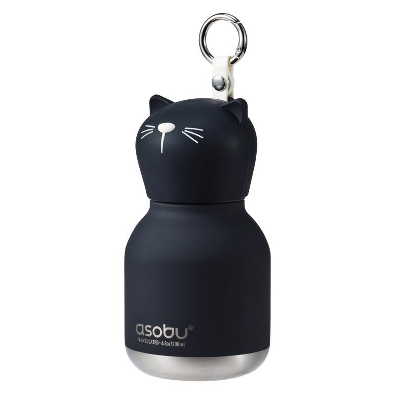 Asobu 6.75 oz Black BPA Free Insulated Kids Water Bottle w/Straw