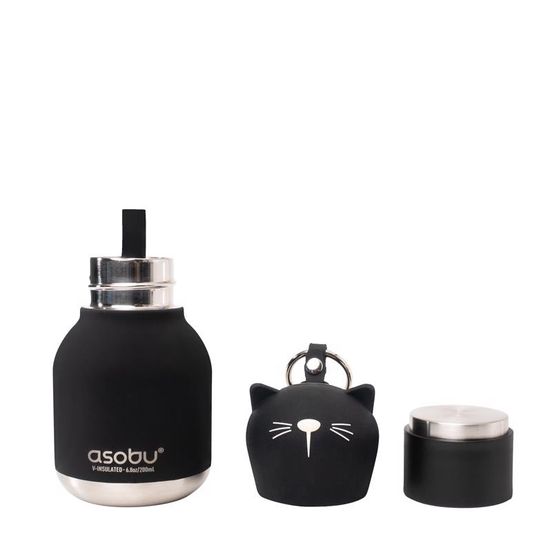 Asobu 6.75 oz Black BPA Free Insulated Kids Water Bottle w/Straw