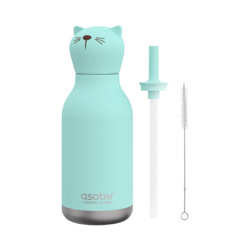 Asobu 16 oz Teal BPA Free Insulated Kids Water Bottle w/Straw