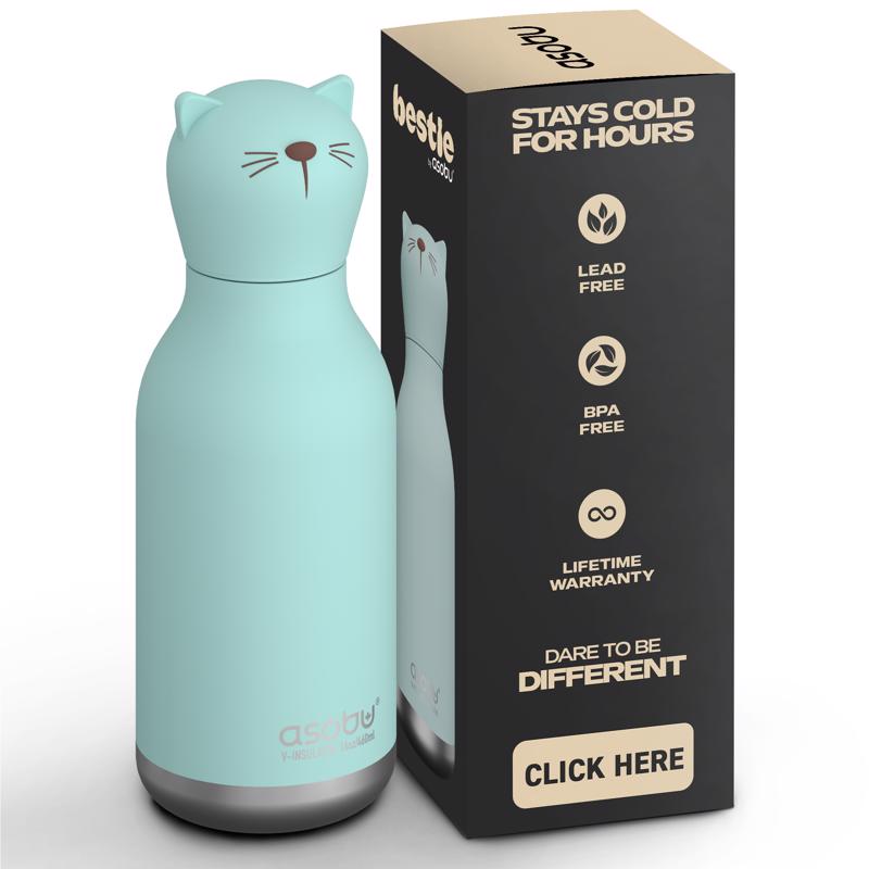 Asobu 16 oz Teal BPA Free Insulated Kids Water Bottle w/Straw