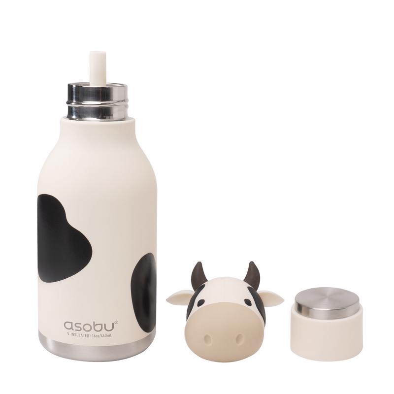 Asobu 16 oz White BPA Free Insulated Kids Water Bottle w/Straw
