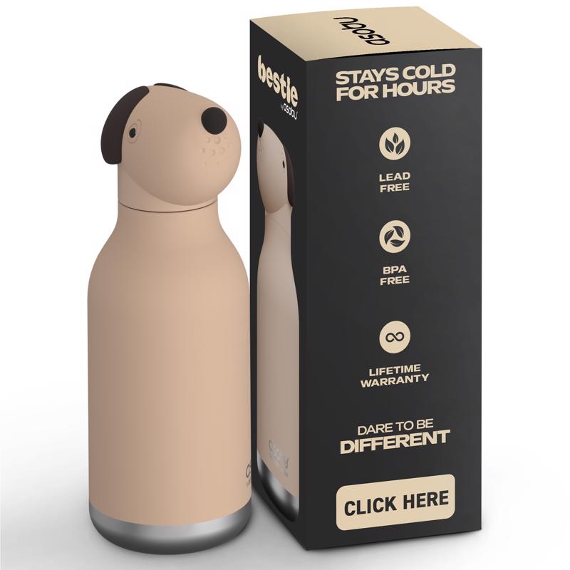 Asobu 16 oz Beige BPA Free Insulated Kids Water Bottle w/Straw
