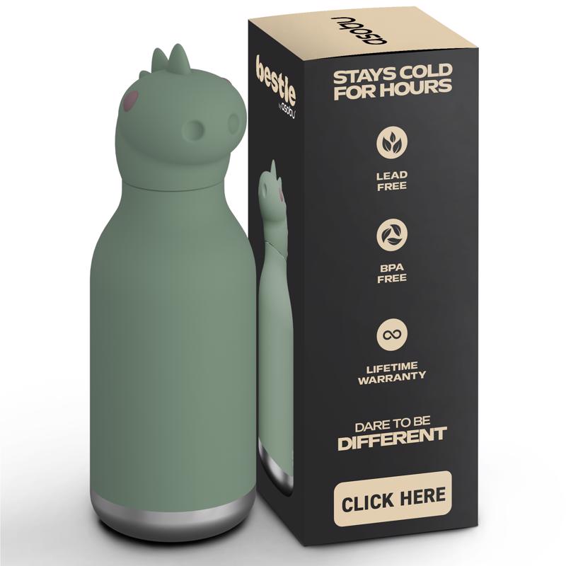 Asobu 16 oz Green BPA Free Insulated Kids Water Bottle w/Straw
