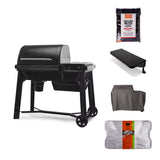 Traeger Woodridge Wood Pellet Grill + Pellets, Folding Shelf, Cover and Drip Tray Liner