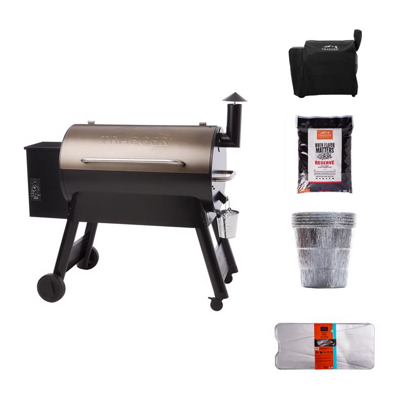 Traeger Pro 34 Wood Pellet Grill + Pellets, bucket liner, Cover and Drip Tray Liner