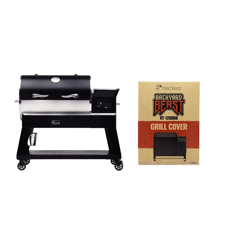 This bundle includes recteqs Backyard Beast 1200 and a custom-fit grill cover.