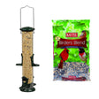 Wild Bird Metal Tube Bird Feeder with 4 Feeding Ports, 2 lb Capacity, Green, Includes 8 lb Songbird Black Oil Sunflower Seed Blend, for Backyard Birdwatching and Viewing