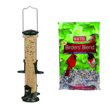 Wild Bird Metal Tube Bird Feeder with 4 Feeding Ports, 2 lb Capacity, Green, Includes 8 lb Songbird Black Oil Sunflower Seed Blend, for Backyard Birdwatching and Viewing
