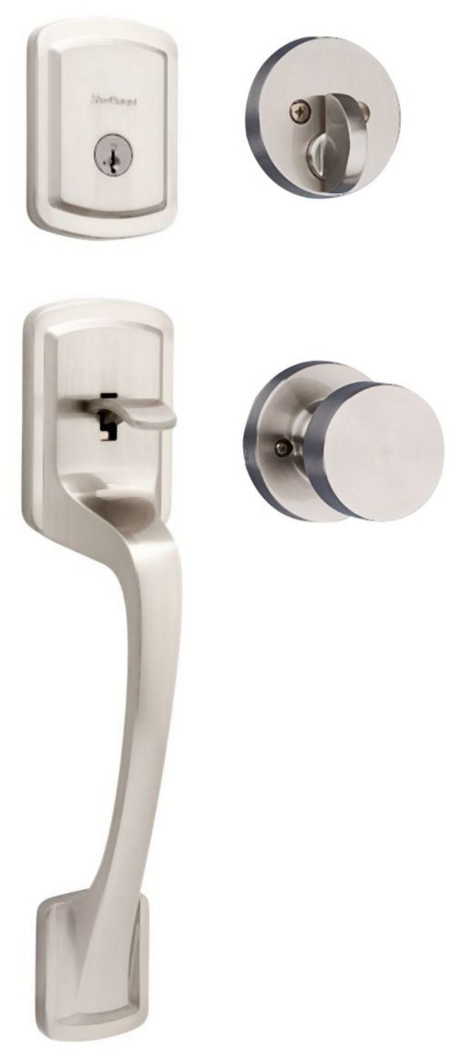 Kwikset Prague Satin Nickel Entry Handleset 1-3/4 in.