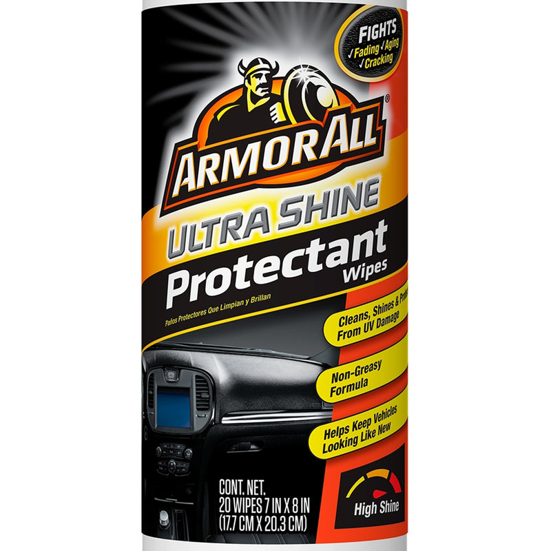 Armor All Ultra Shine Plastic/Rubber/Vinyl Protectant Wipes 20 ct