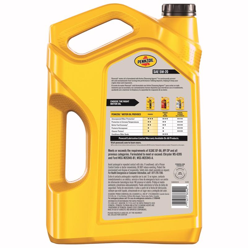 Pennzoil 5W-20 4-Cycle Synthetic Blend Motor Oil 5 qt 1 pk