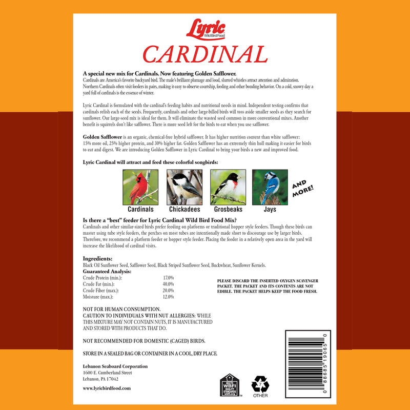 Lyric Cardinal Sunflower Seeds Wild Bird Food 18 lb