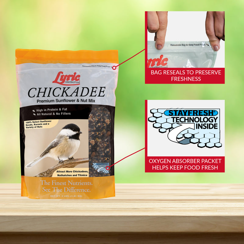 Lyric Chickadee Sunflower Seeds and Peanuts Wild Bird Food 4 lb