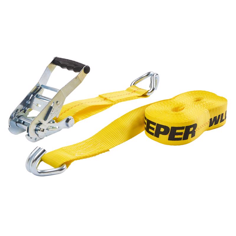 Keeper 2 in. W X 27 ft. L Yellow Tie Down w/Ratchet 3333 lb 1 pk