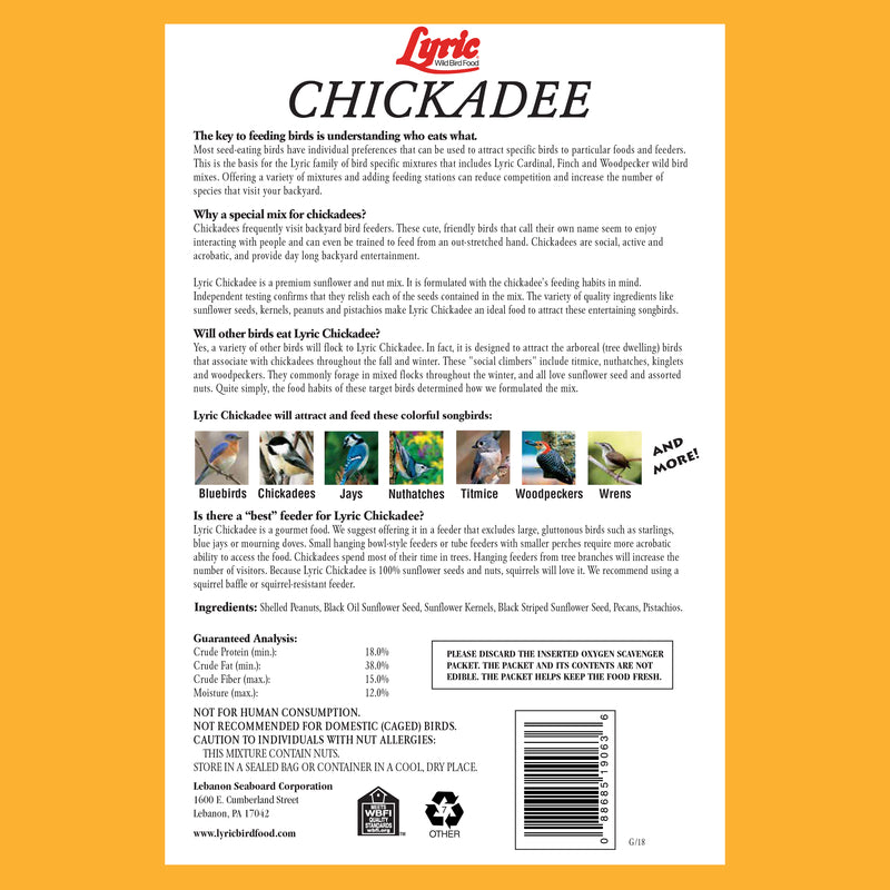 Lyric Chickadee and Nuthatch Sunflower Seeds and Peanuts Wild Bird Food 20 lb